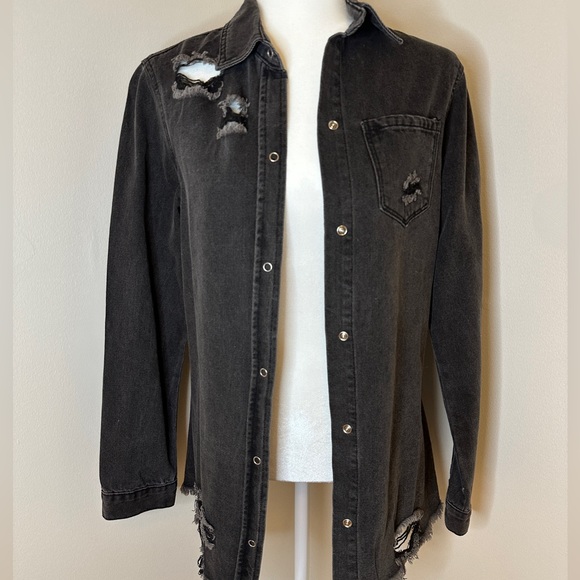 Jackets & Blazers - Women’s Black distressed Jean Jacket